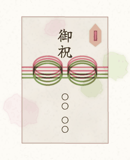 のし紙の見本：表書き「御祝」、名入れは贈り主のフルネーム