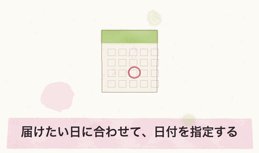 届けたい日に合わせて、日付を指定する