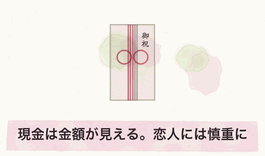 現金は金額が見える。恋人には慎重に