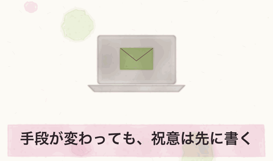 手段が変わっても、祝意は先に書く