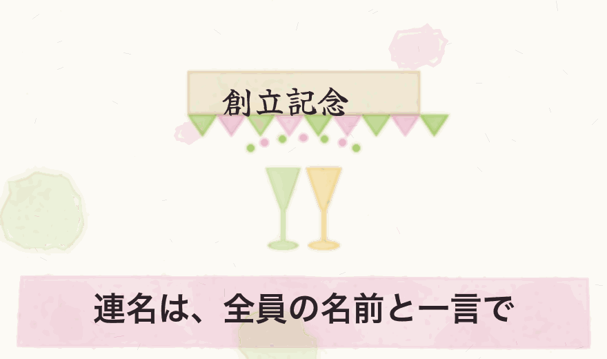 連名は、全員の名前と一言で