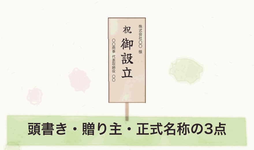 頭書き・贈り主・正式名称の3点