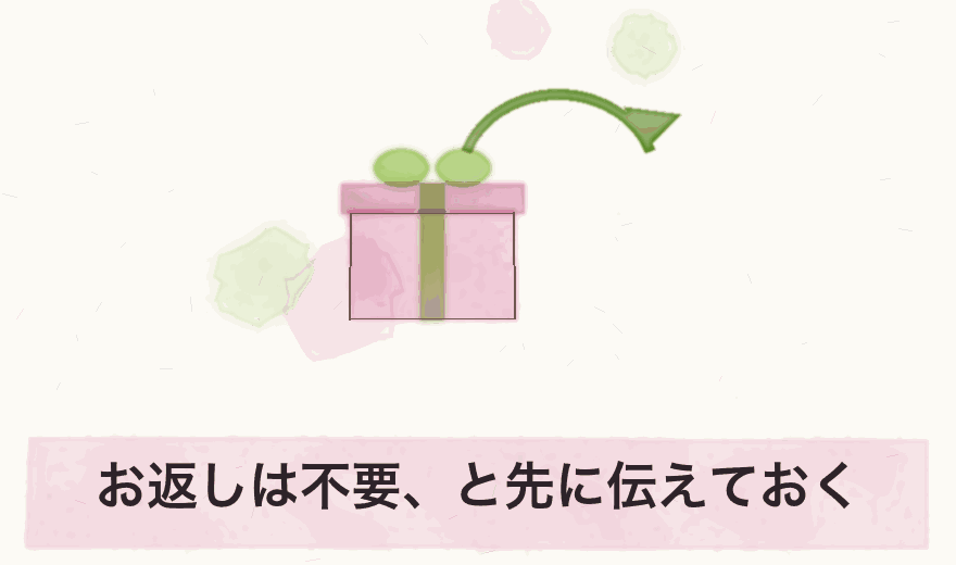 お返しは不要、と先に伝えておく